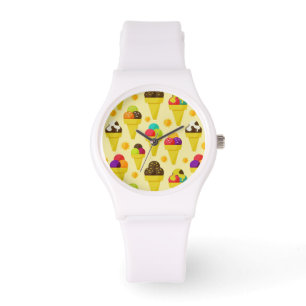 Kleurrijke Cartoon Ice Cream Cones Horloge