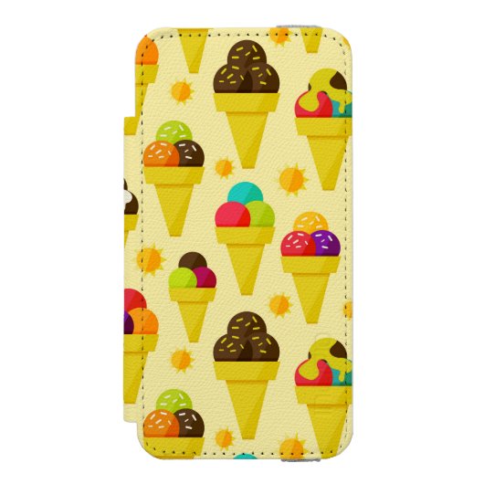 Kleurrijke Cartoon Ice Cream Cones Incipio iPhone Portemonnee Hoesje (Voorkant Agenda)