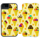 Kleurrijke Cartoon Ice Cream Cones Incipio iPhone Portemonnee Hoesje (Agenda Open)
