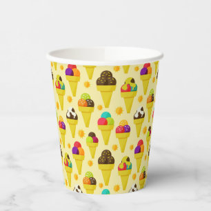 Kleurrijke Cartoon Ice Cream Cones Papieren Bekers