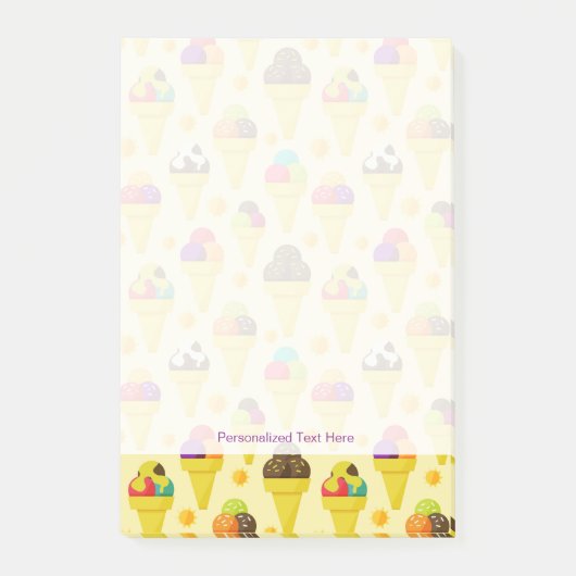 Kleurrijke Cartoon Ice Cream Cones Post-it® Notes (Voorkant)