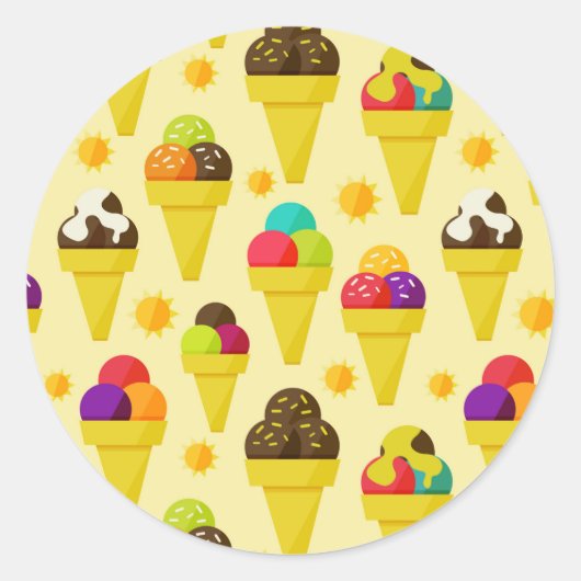 Kleurrijke Cartoon Ice Cream Cones Ronde Sticker (Voorkant)