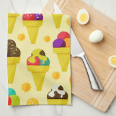 Kleurrijke Cartoon Ice Cream Cones Theedoek (Quarter Fold)