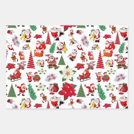Kleurrijke Cartoon kerstsymbolen Inpakpapier Vel (Voorkant 2)
