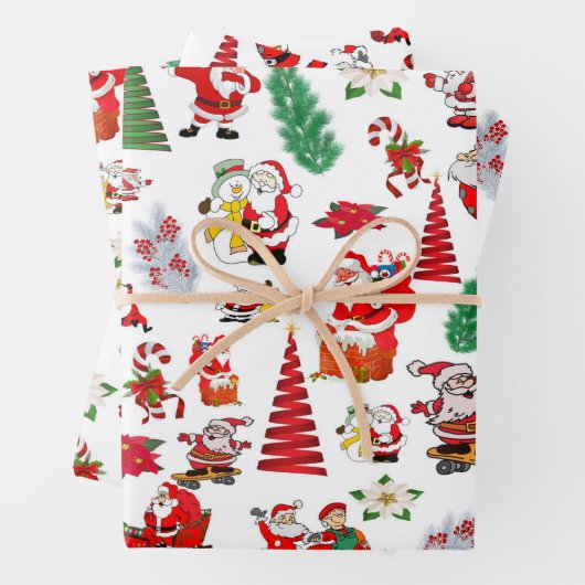 Kleurrijke Cartoon kerstsymbolen Inpakpapier Vel (In situ)