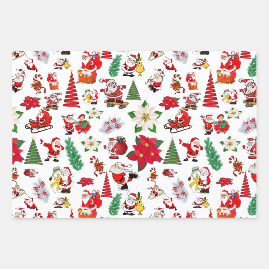Kleurrijke Cartoon kerstsymbolen Inpakpapier Vel (Voorkant 3)