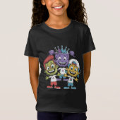 Kleurrijke Cartoon Kinderen met Speelse Expressies T-shirt (Voorkant)