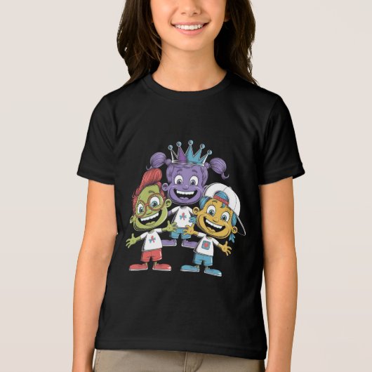 Kleurrijke Cartoon Kinderen met Speelse Expressies Tri-Blend Shirt (Voorkant)