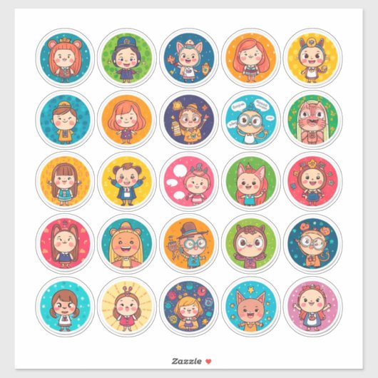Kleurrijke Cartoon Kinderen Sticker Set (Vel)