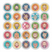 Kleurrijke Cartoon Kinderen Sticker Set (Voorkant)
