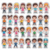 Kleurrijke Cartoon Kinderstickers Sticker (Voorkant)
