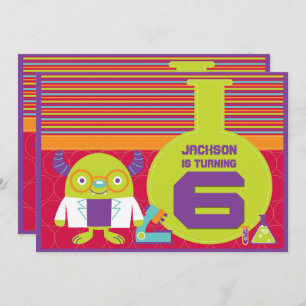 Kleurrijke Cartoon Mad Scientist 6e verjaardagsfee Kaart