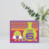 Kleurrijke Cartoon Mad Scientist 6th Birthday Briefkaart (Staand voorkant)