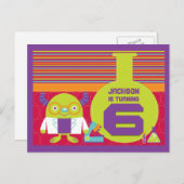 Kleurrijke Cartoon Mad Scientist 6th Birthday Briefkaart (Voorkant / Achterkant)