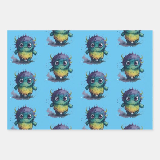 Kleurrijke Cartoon Monster Design Inpakpapier Vel (Voorkant 2)
