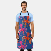 Kleurrijke Cartoon Octopus Waterverf Patroon Schort (Gedragen)