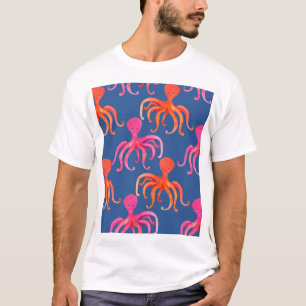 Kleurrijke Cartoon Octopus Waterverf Patroon T-shirt