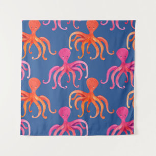 Kleurrijke Cartoon Octopus Waterverf Patroon Wandkleed
