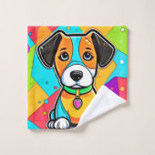 Kleurrijke Cartoon Puppy Art Print Bad Handdoek (Wasdoekje)