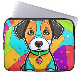 Kleurrijke Cartoon Puppy Art Print Laptop Sleeve