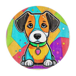 Kleurrijke Cartoon Puppy Art Print Snijplank