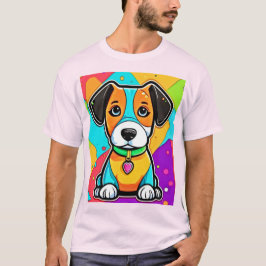 Kleurrijke Cartoon Puppy Art Print T-shirt