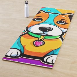 Kleurrijke Cartoon Puppy Art Print Yogamat