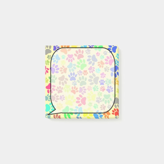 Kleurrijke Cartoon Puppy Paw Prints Post-it® Notes (Voorkant)
