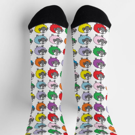 Kleurrijke Cartoon Regenboogschapen Sokken (Top)