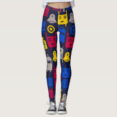 kleurrijke cartoon robots leggings (Voorkant)
