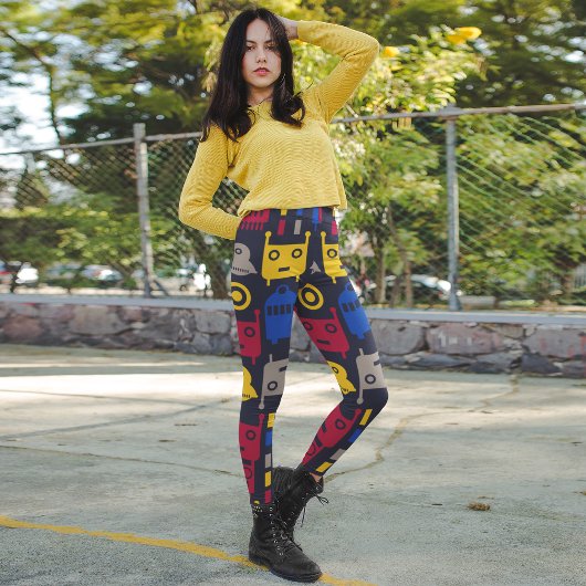 kleurrijke cartoon robots leggings
