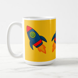 Kleurrijke Cartoon Rocket Ship Illustration Koffiemok