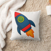 Kleurrijke Cartoon Rocket Ship Illustration Kussen (Deken)