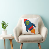 Kleurrijke Cartoon Rocket Ship Illustration Kussen (Stoel)
