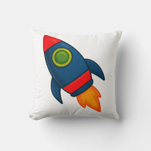 Kleurrijke Cartoon Rocket Ship Illustration Kussen
