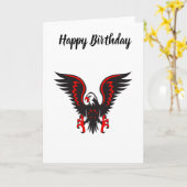 Kleurrijke cartoon rode en zwarte adelaar kaart (Gele Bloem)