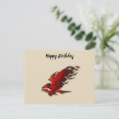 Kleurrijke cartoon rode en zwarte arend briefkaart (Staand voorkant)