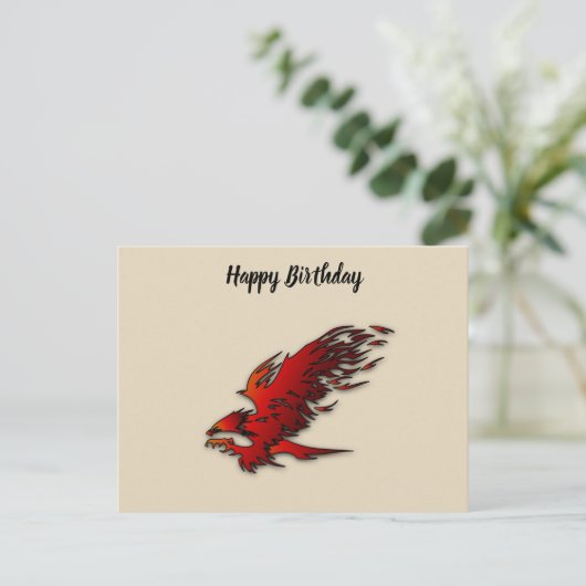 Kleurrijke cartoon rode en zwarte arend briefkaart (Staand voorkant)