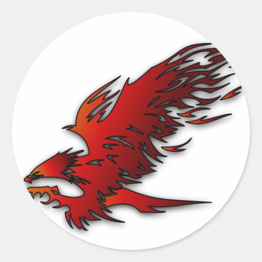 Kleurrijke cartoon rode en zwarte arend ronde sticker (Voorkant)