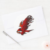 Kleurrijke cartoon rode en zwarte arend ronde sticker (Envelop)