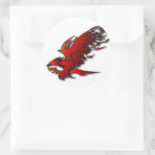 Kleurrijke cartoon rode en zwarte arend ronde sticker (Tas)