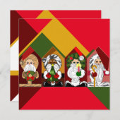 Kleurrijke Cartoon Santa Christmas Flat Kaart (Voorkant / Achterkant)