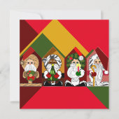 Kleurrijke Cartoon Santa Christmas Flat Kaart (Voorkant)