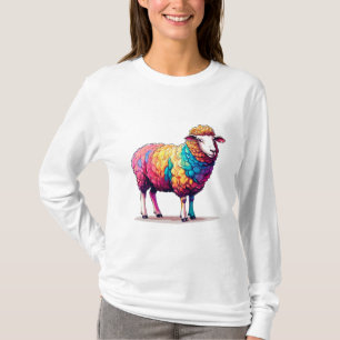 Kleurrijke cartoon schapen t-shirt