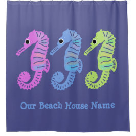 Kleurrijke Cartoon Sekpaarden Vis op maat Douchegordijn