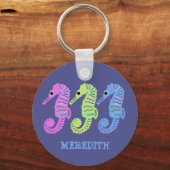 Kleurrijke Cartoon Sekpaarden Vis op maat Sleutelhanger (Voorkant)