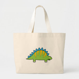 Kleurrijke cartoon stegosaurus dino grote tote bag