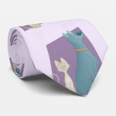 Kleurrijke Cartoon stijl hond & kat Stropdas (Opgerold)