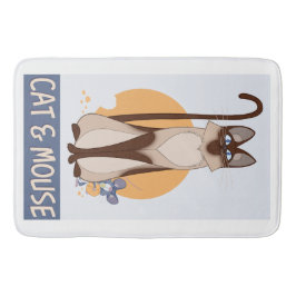 Kleurrijke Cartoon stijl kat en muis Badmat