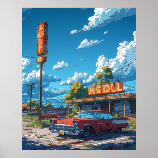 Kleurrijke Cartoon Style Illustratie Poster | Hoog (Voorkant)